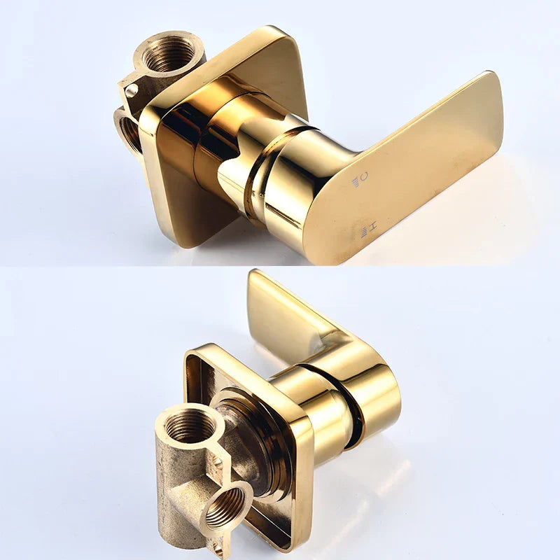 Robinet lavabo salle de bain mural encastrable cascade - Doré - Laiton