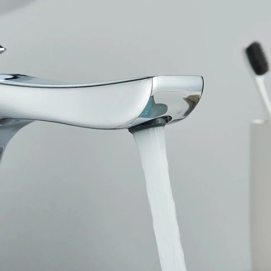 Robinet torsade mitigeur salle de bain lavabo - Argenté - Laiton