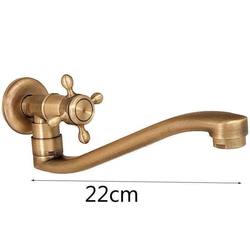 Robinet évier cuisine eau froide pivotant rétro - Doré - Laiton