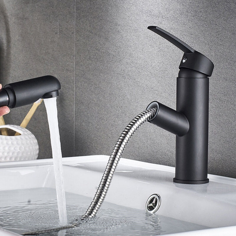 Robinet lavabo salle de bain flexible - Noir mat