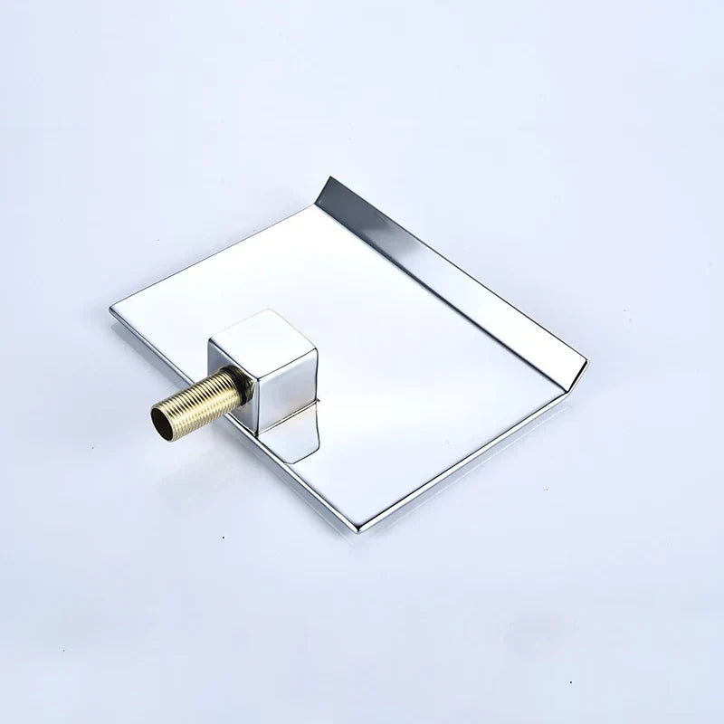 Robinet lavabo salle de bain mural encastrable cascade - Argenté - Laiton