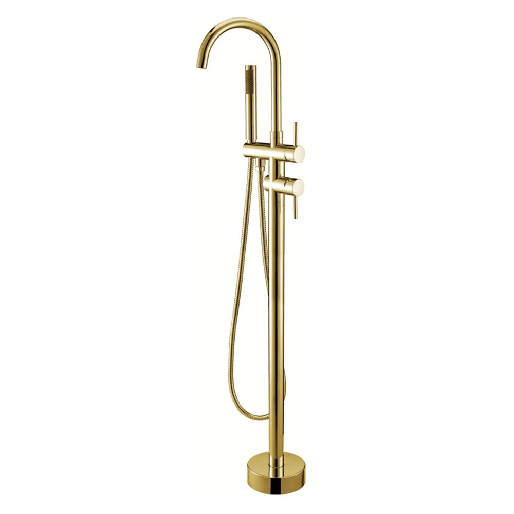 Robinet baignoire salle de bain montage au sol - Doré - Laiton