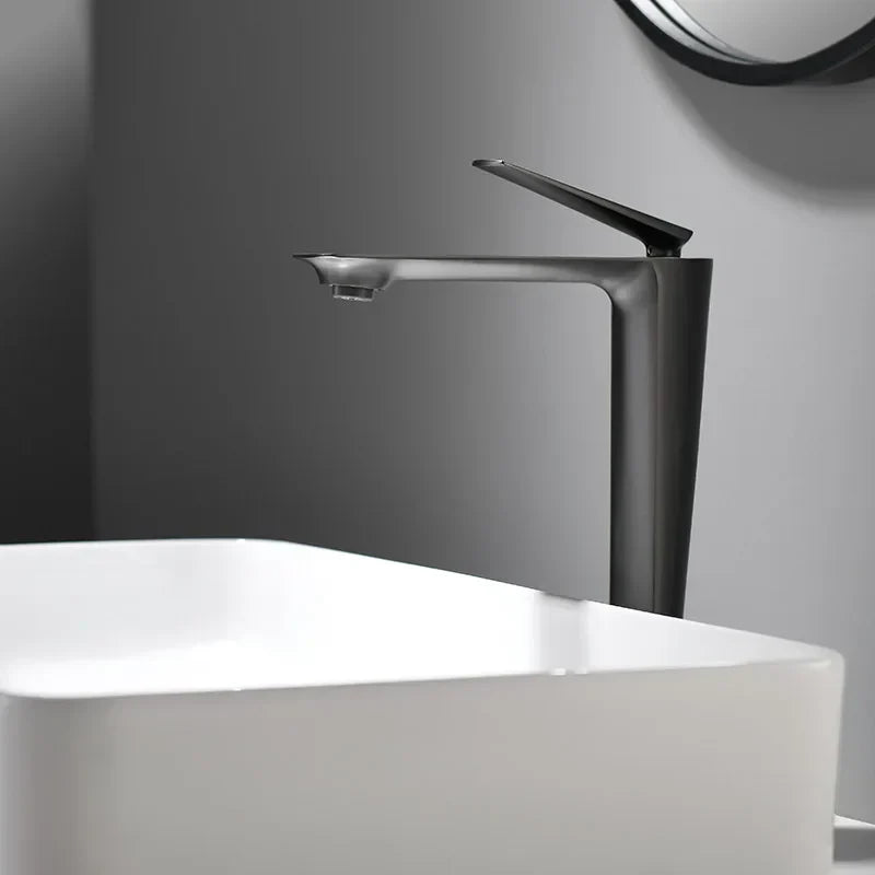 Robinet salle de bain mitigeur design - Argenté - Laiton