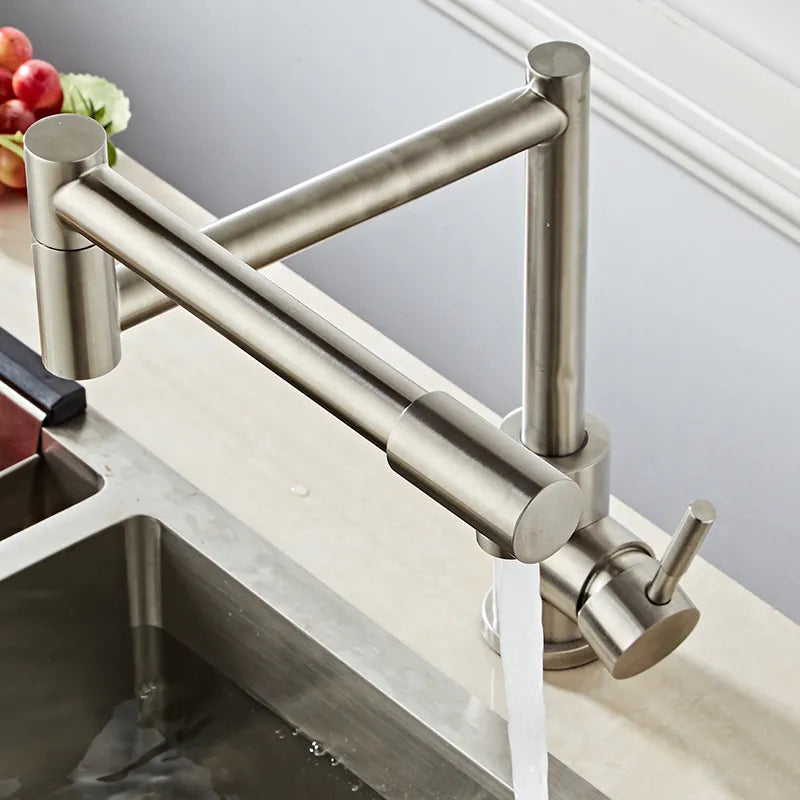 Robinet évier cuisine bec pivotant mitigeur rétractable - Argenté