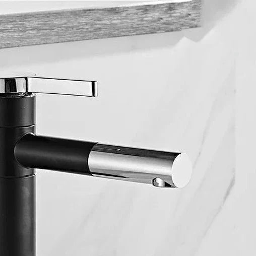 Robinet lavabo salle de bain bicolore rotatif rallonge - Noir Argenté - Laiton