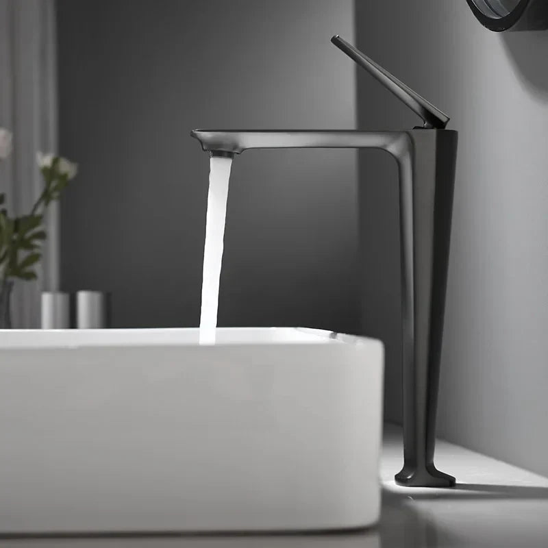 Robinet salle de bain mitigeur design - Argenté - Laiton