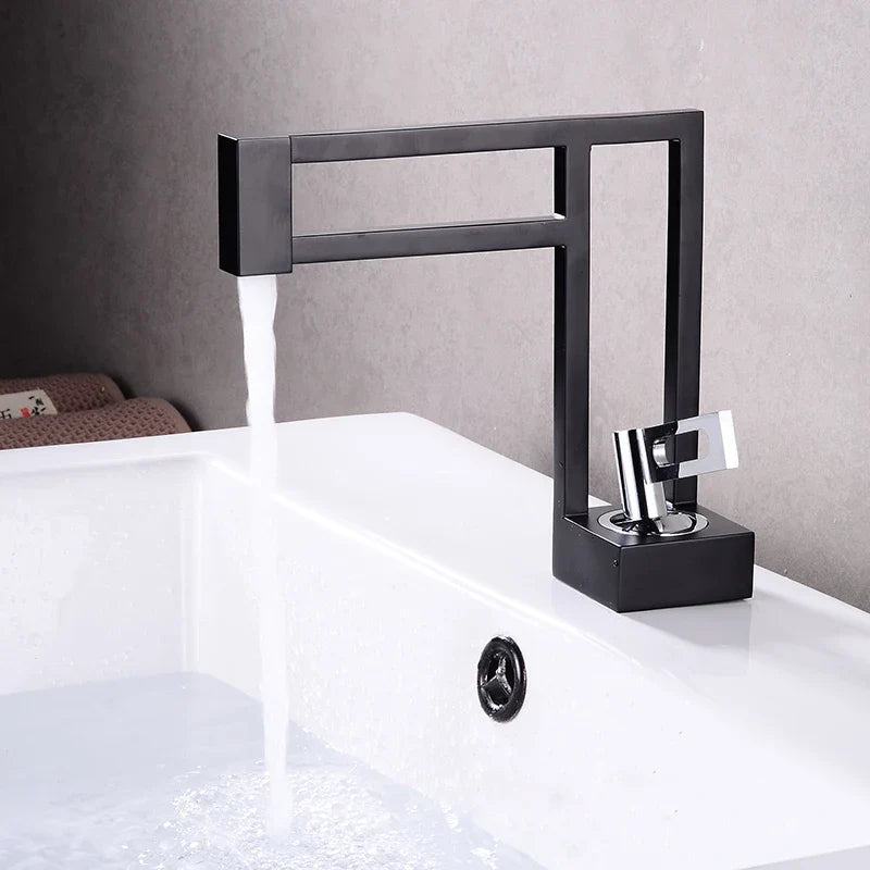 Robinet moderne géométrique salle de bain lavabo - Noir - Laiton