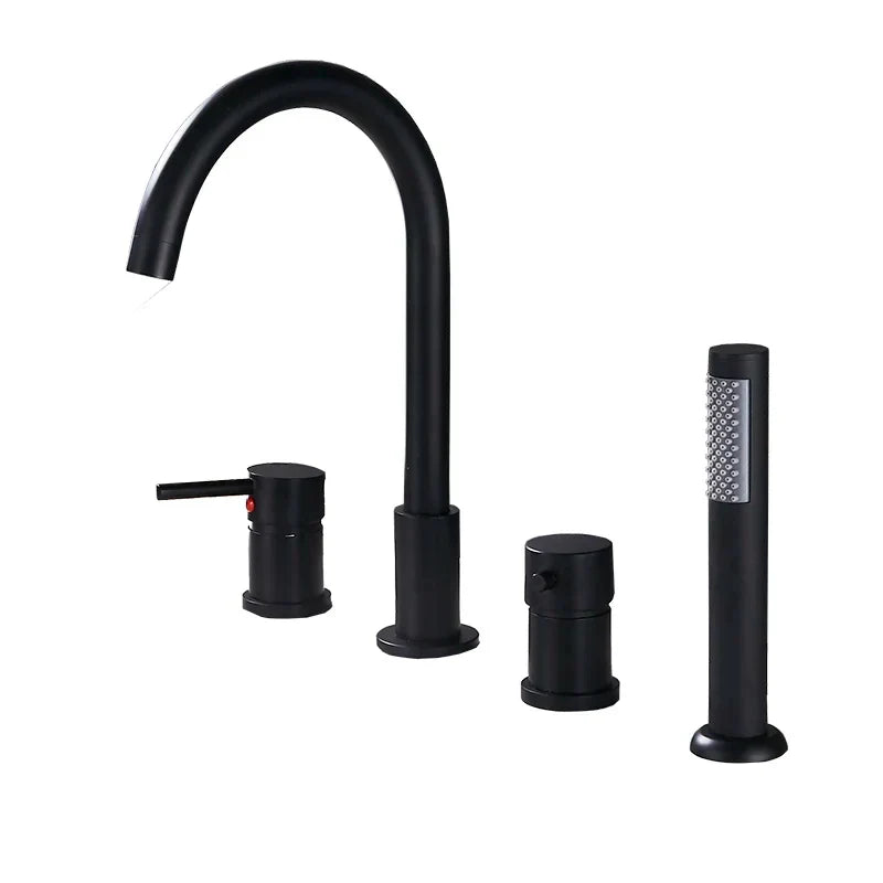 Robinet baignoire encastrable douchette - Noir - Laiton