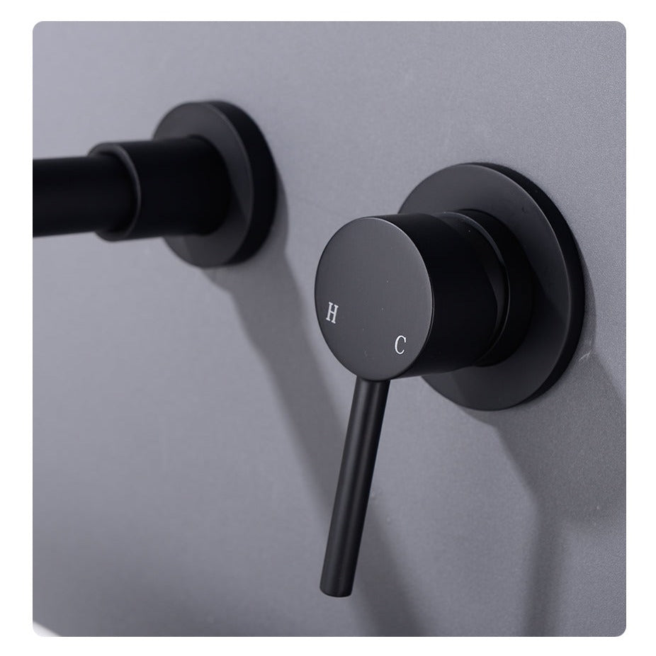 Robinet salle de bain lavabo encastrable - Noir - Laiton