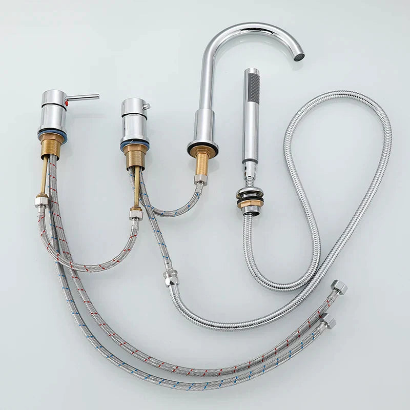 Robinet baignoire encastrable douchette - Noir - Laiton