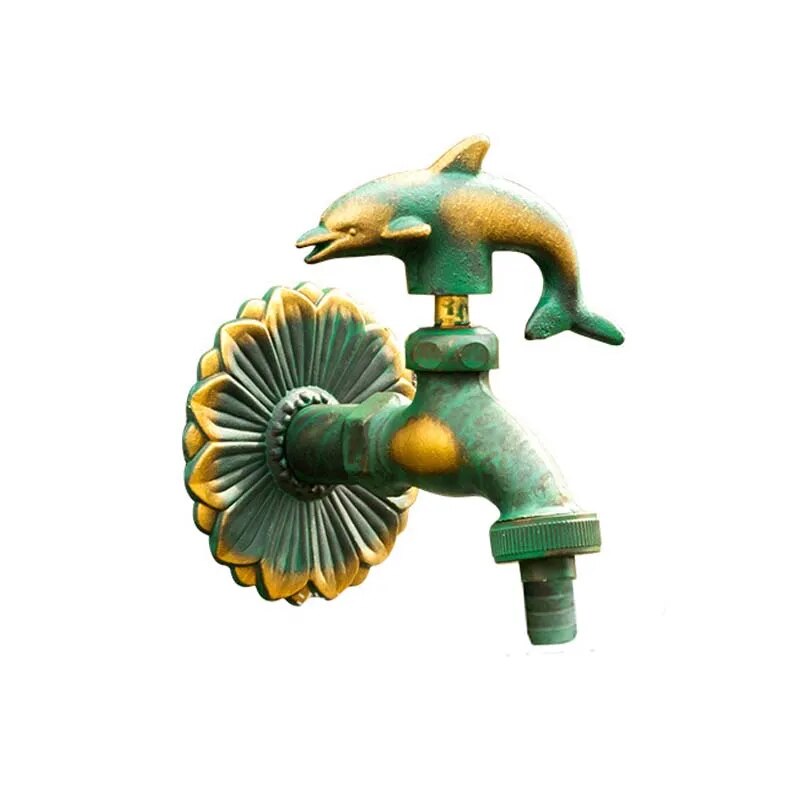 Robinet extérieur de jardin rétro fleur animaux - Vert