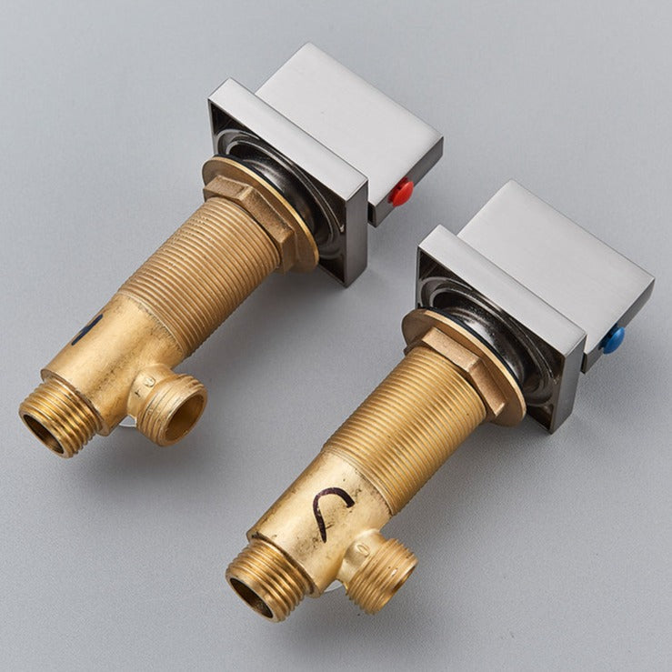 Robinet salle de bain lavabo minimaliste poignées déportées - Argenté - Laiton