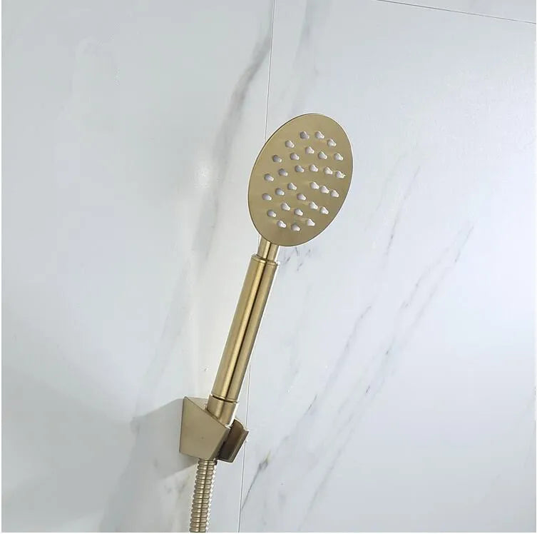 Robinet douche salle de bain mitigeur douchette ronde - Doré - Laiton