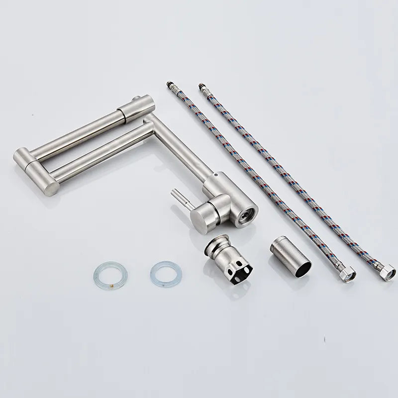 Robinet évier cuisine bec pivotant mitigeur rétractable - Argenté