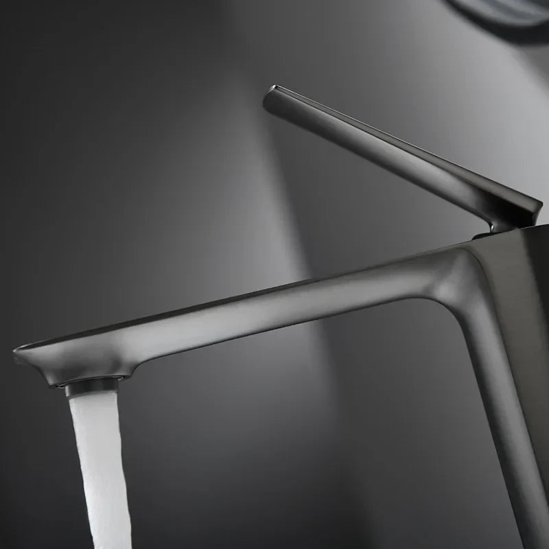 Robinet salle de bain mitigeur design - Argenté - Laiton