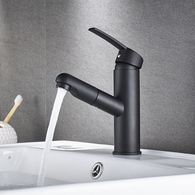 Robinet lavabo salle de bain flexible - Noir mat