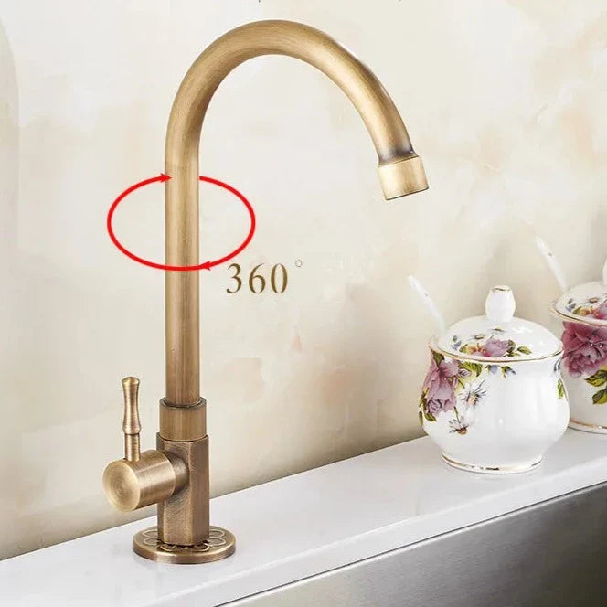 Robinet évier cuisine minimaliste rétro bronze - Doré - Laiton