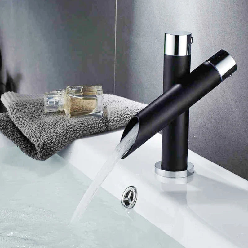 Robinet style bambou lavabo salle de bain - Noir - Laiton