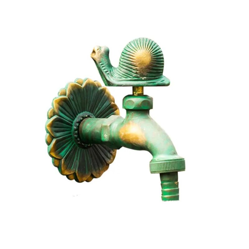 Robinet extérieur de jardin rétro fleur animaux - Vert
