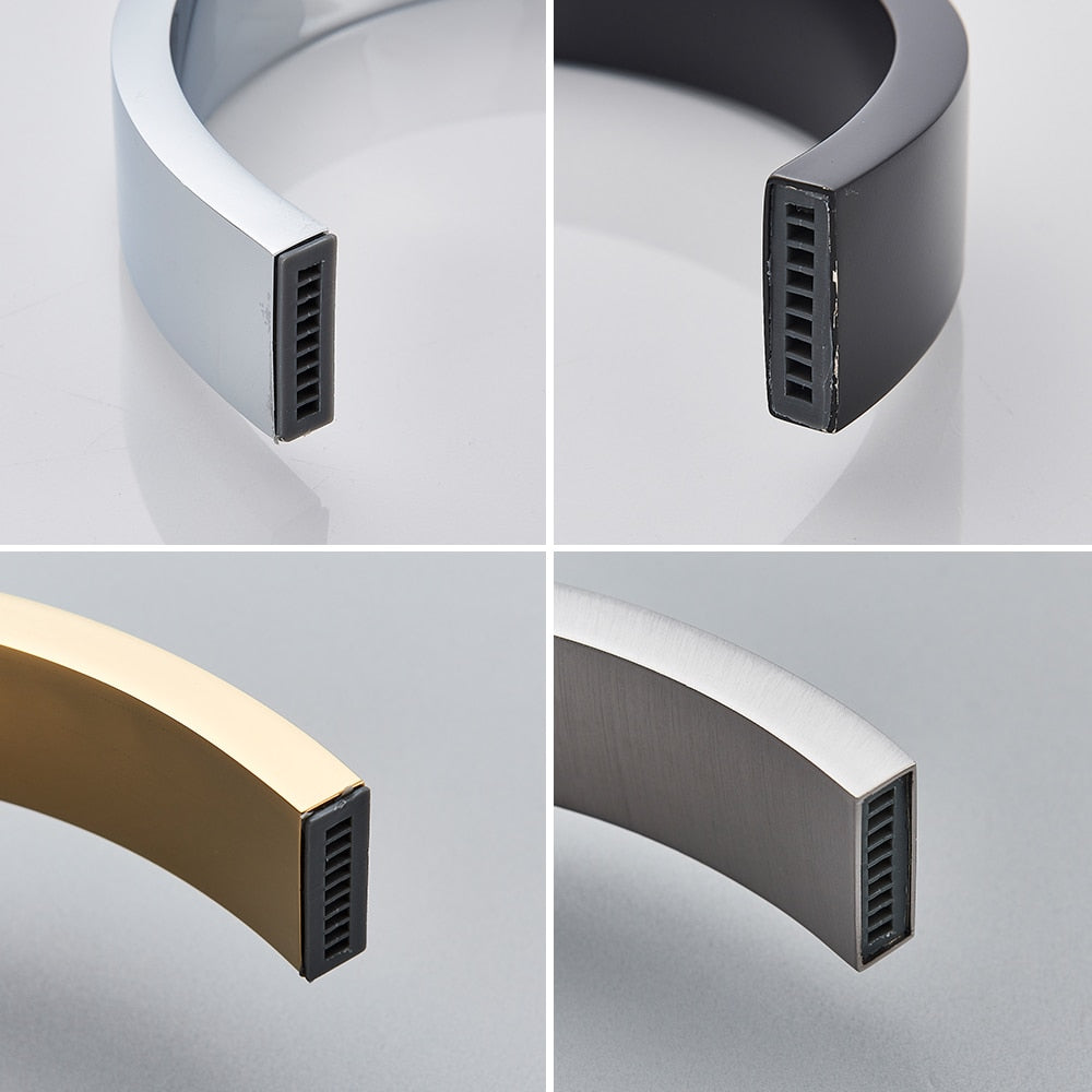 Robinet salle de bain lavabo poignées déportées chics - Noir - Laiton