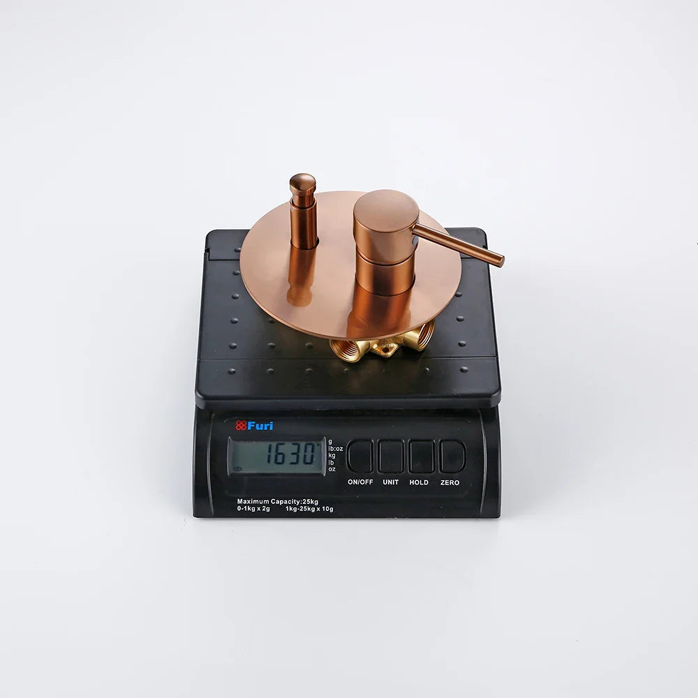 Robinet douche salle de bain rond mural encastrable - Doré rose - Laiton