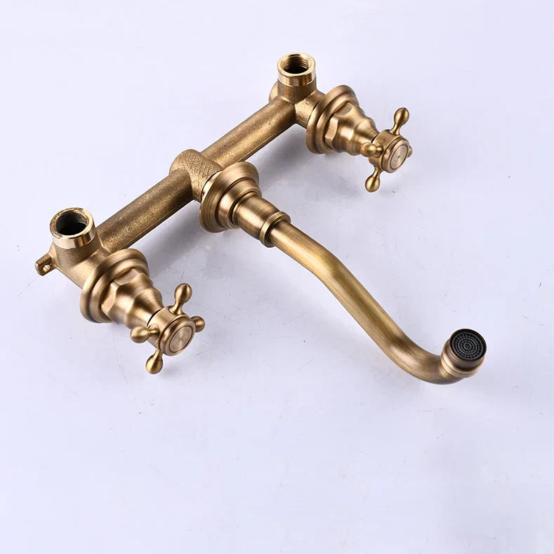 Robinet vintage mural encastrable cuisine évier - Doré - Laiton