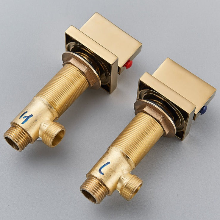 Robinet salle de bain lavabo minimaliste poignées déportées - Doré - Laiton