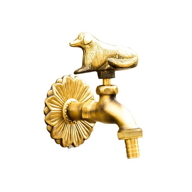 Robinet extérieur de jardin rétro fleur animaux - Doré