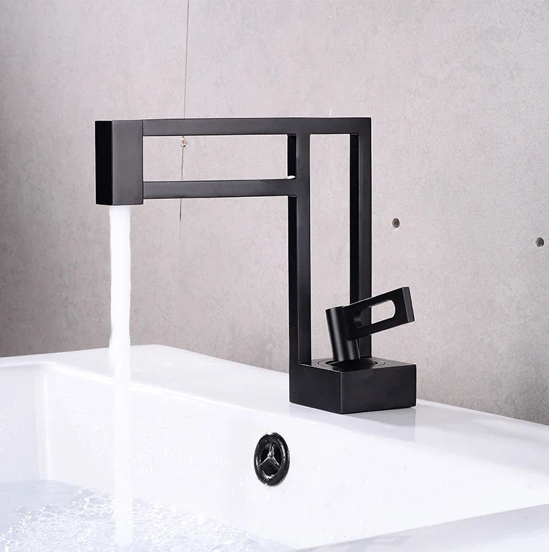 Robinet moderne géométrique salle de bain lavabo - Noir - Laiton