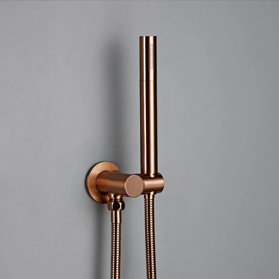 Robinet douche salle de bain rond mural encastrable - Doré rose - Laiton