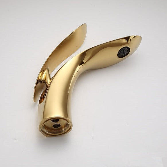 Robinet lavabo salle de bain mitigeur design arrondi - Doré - Laiton