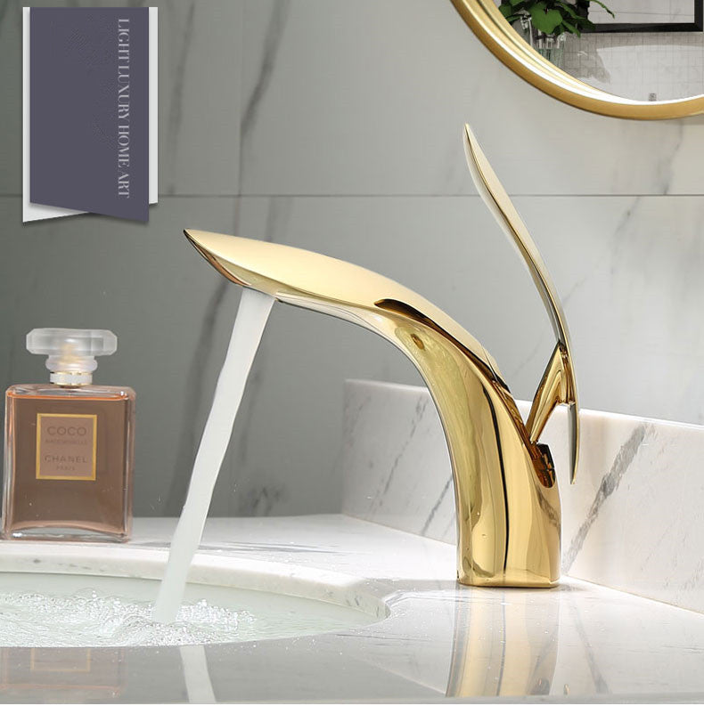 Robinet lavabo salle de bain mitigeur design arrondi - Doré - Laiton