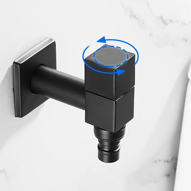 Robinet extérieur de jardin moderne cubique mural - Noir - Laiton