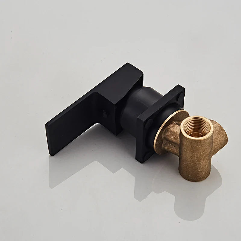 Robinet encastrable mural bec cascade - Noir - Laiton