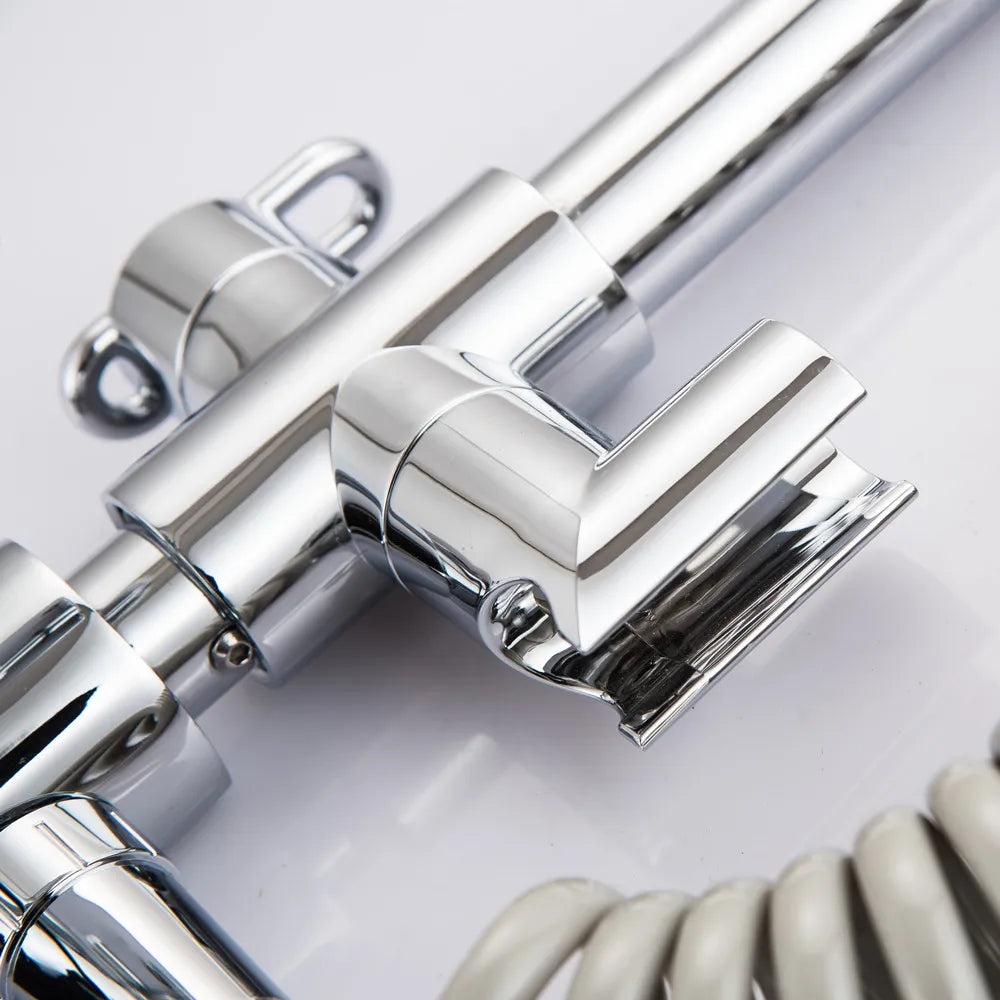 Robinet évier cuisine mitigeur douchette flexible - Argenté - Laiton