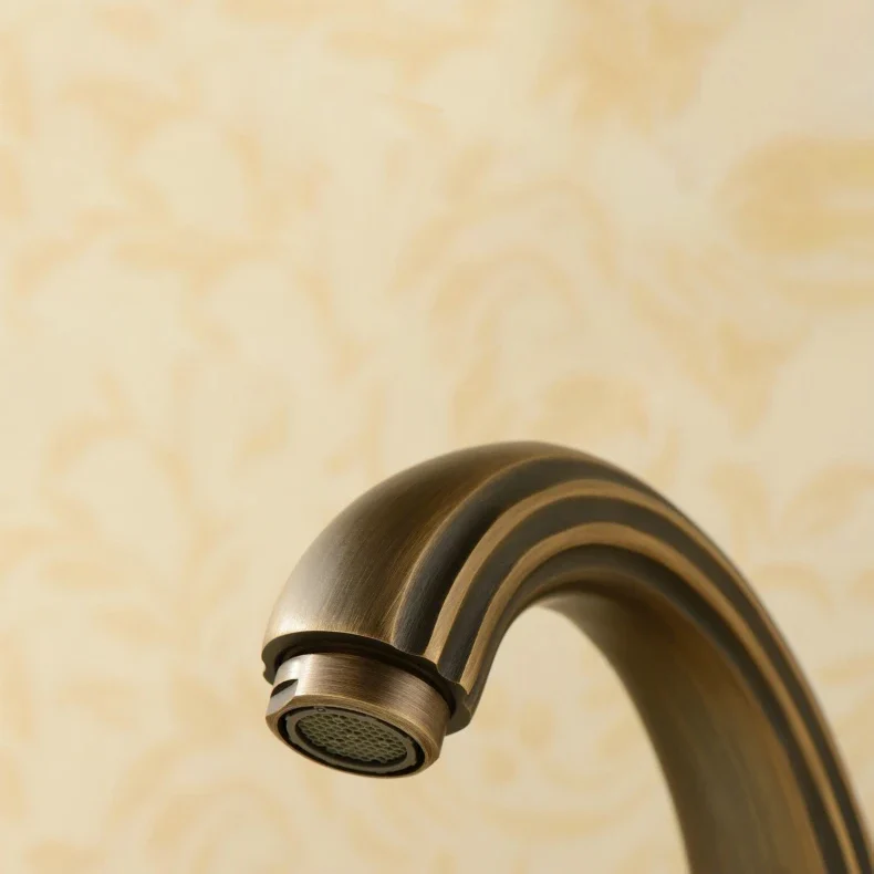 Robinet salle de bain rétro classique double poignées - Doré - Laiton