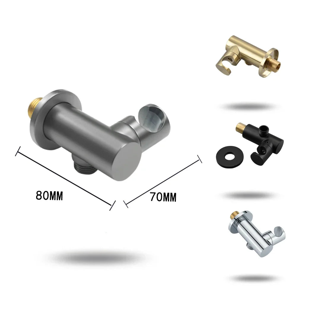 Robinet douche salle de bain douchette mitigeur rond - Noir - Laiton