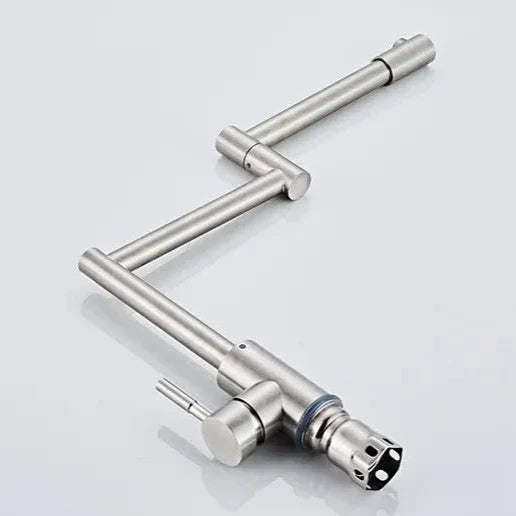 Robinet évier cuisine bec pivotant mitigeur rétractable - Argenté