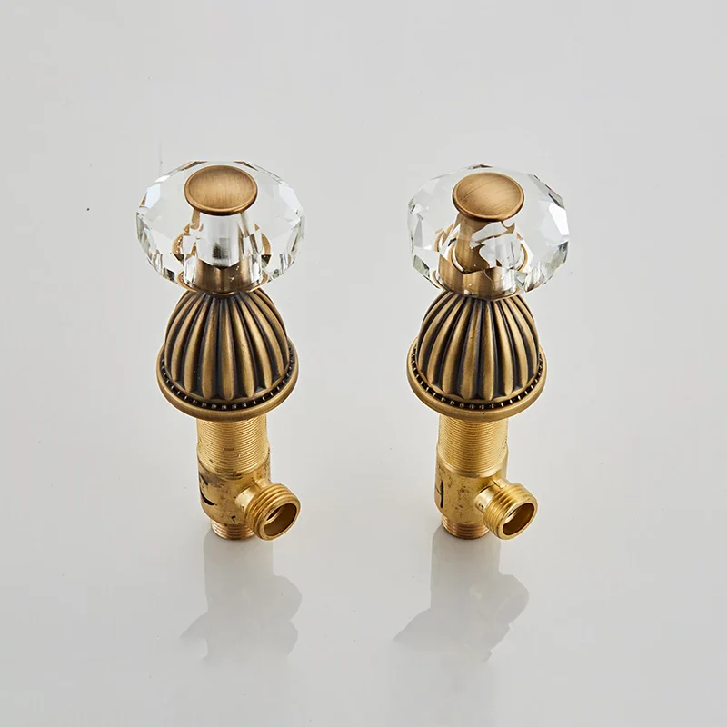 Robinet salle de bain rétro classique double poignées strass - Doré - Laiton