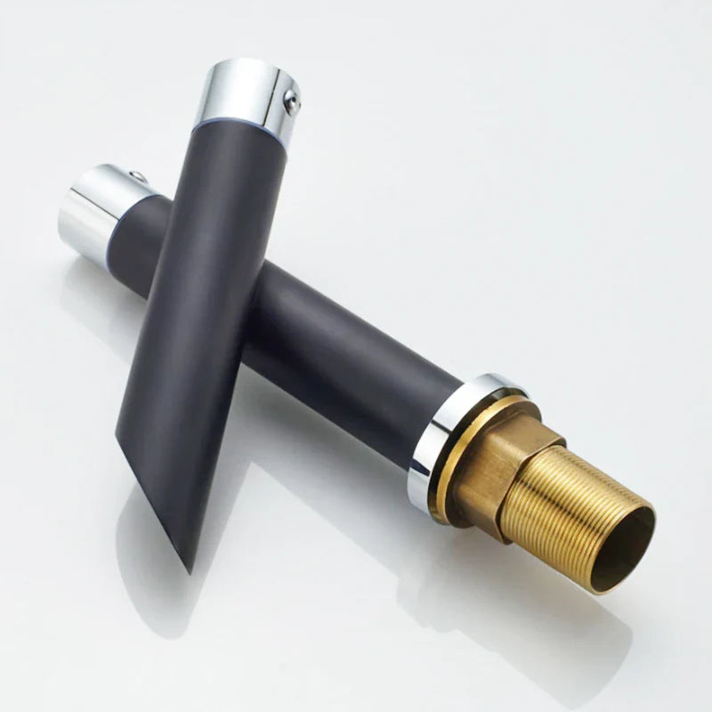 Robinet style bambou lavabo salle de bain - Noir - Laiton