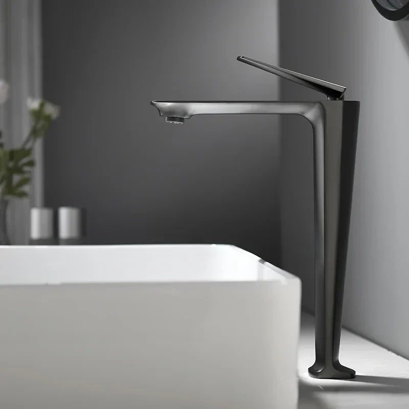 Robinet salle de bain mitigeur design - Argenté - Laiton