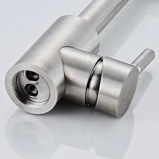 Robinet évier cuisine bec pivotant mitigeur rétractable - Argenté