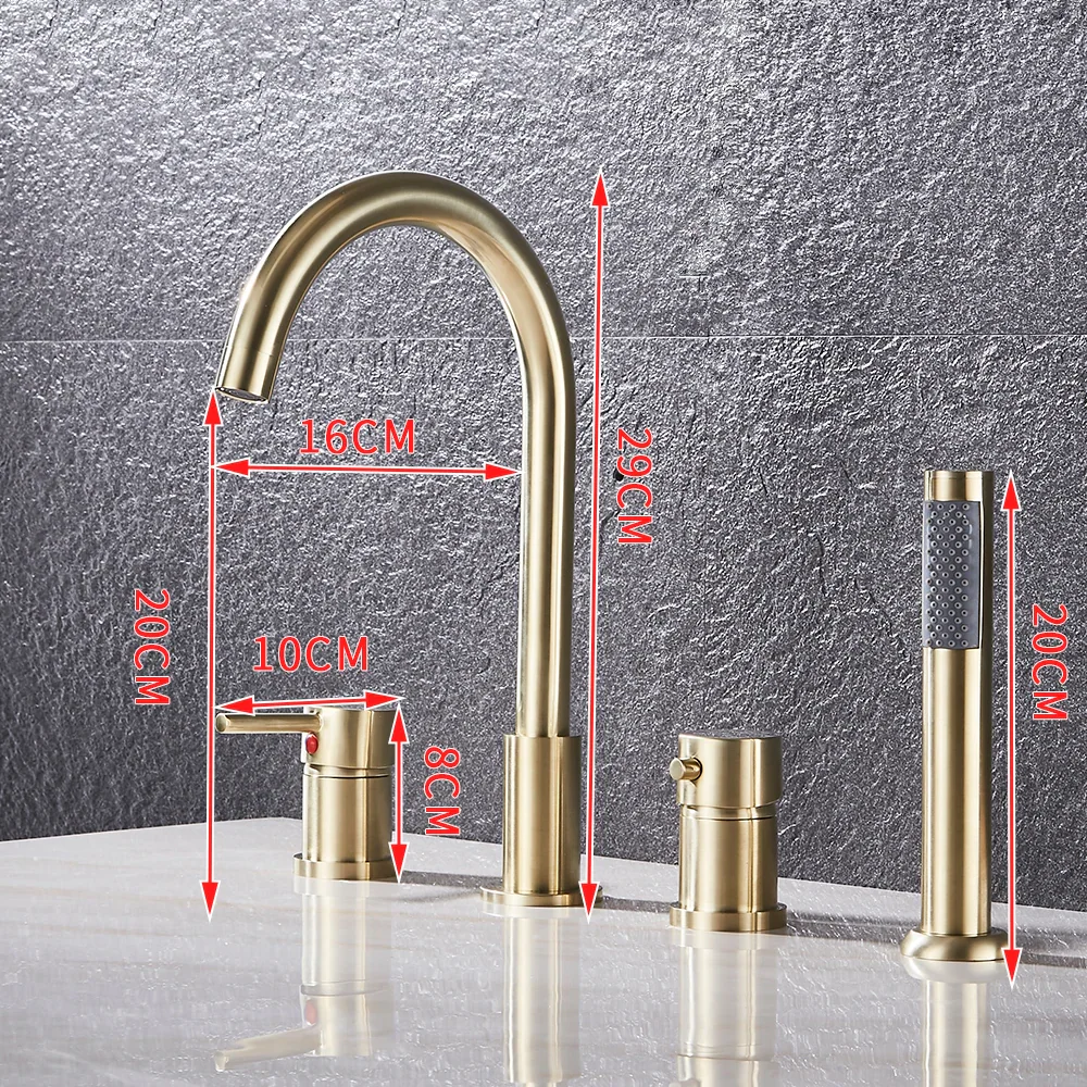 Robinet baignoire encastrable douchette - Doré - Laiton