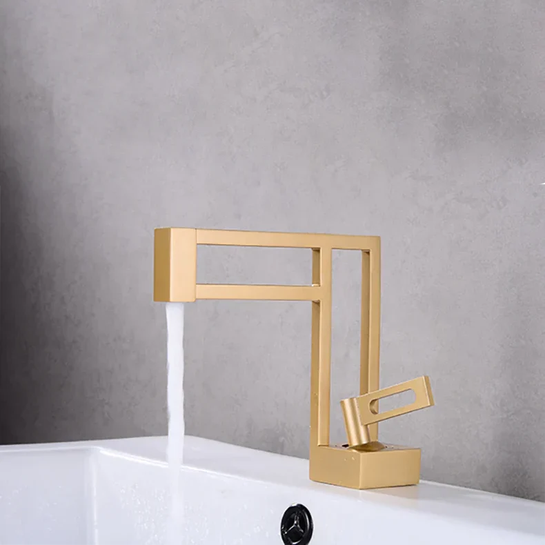 Robinet moderne géométrique salle de bain lavabo - Doré - Laiton