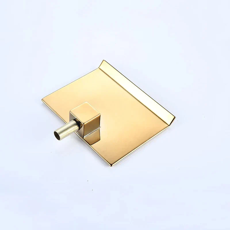 Robinet lavabo salle de bain mural encastrable cascade - Doré - Laiton