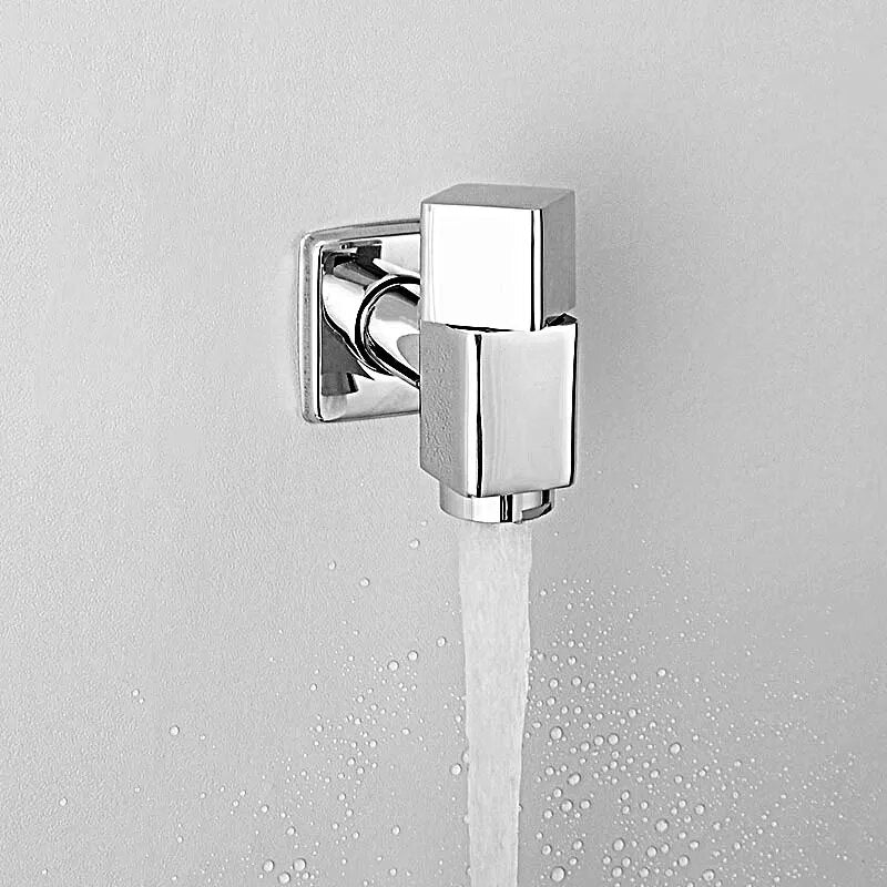 Robinet extérieur de jardin moderne cubique mural - Argenté - Laiton