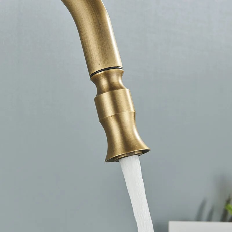 Robinet évier cuisine rétro flexible rétractable Vintage - Doré - Laiton