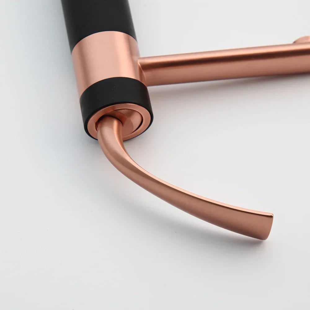 Robinet bicolore moderne salle de bain lavabo - Doré rose Noir - Laiton