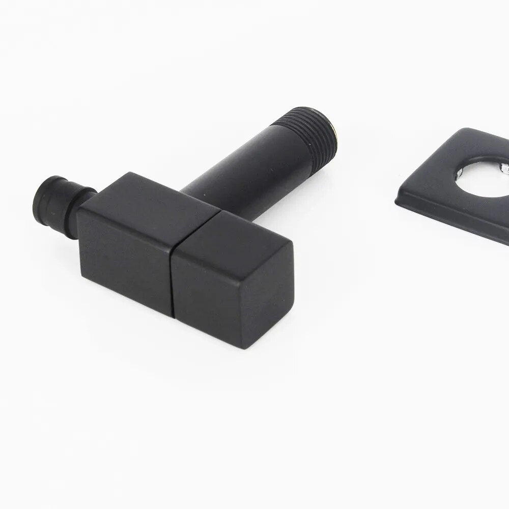 Robinet extérieur de jardin moderne cubique mural - Noir - Laiton