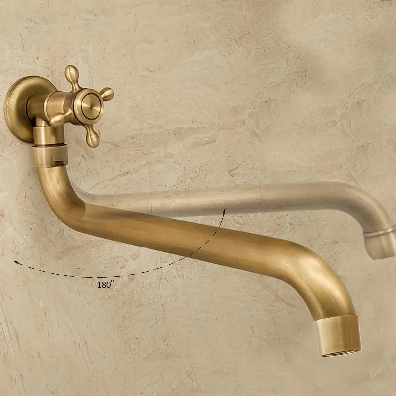 Robinet évier cuisine eau froide pivotant - Doré - Laiton